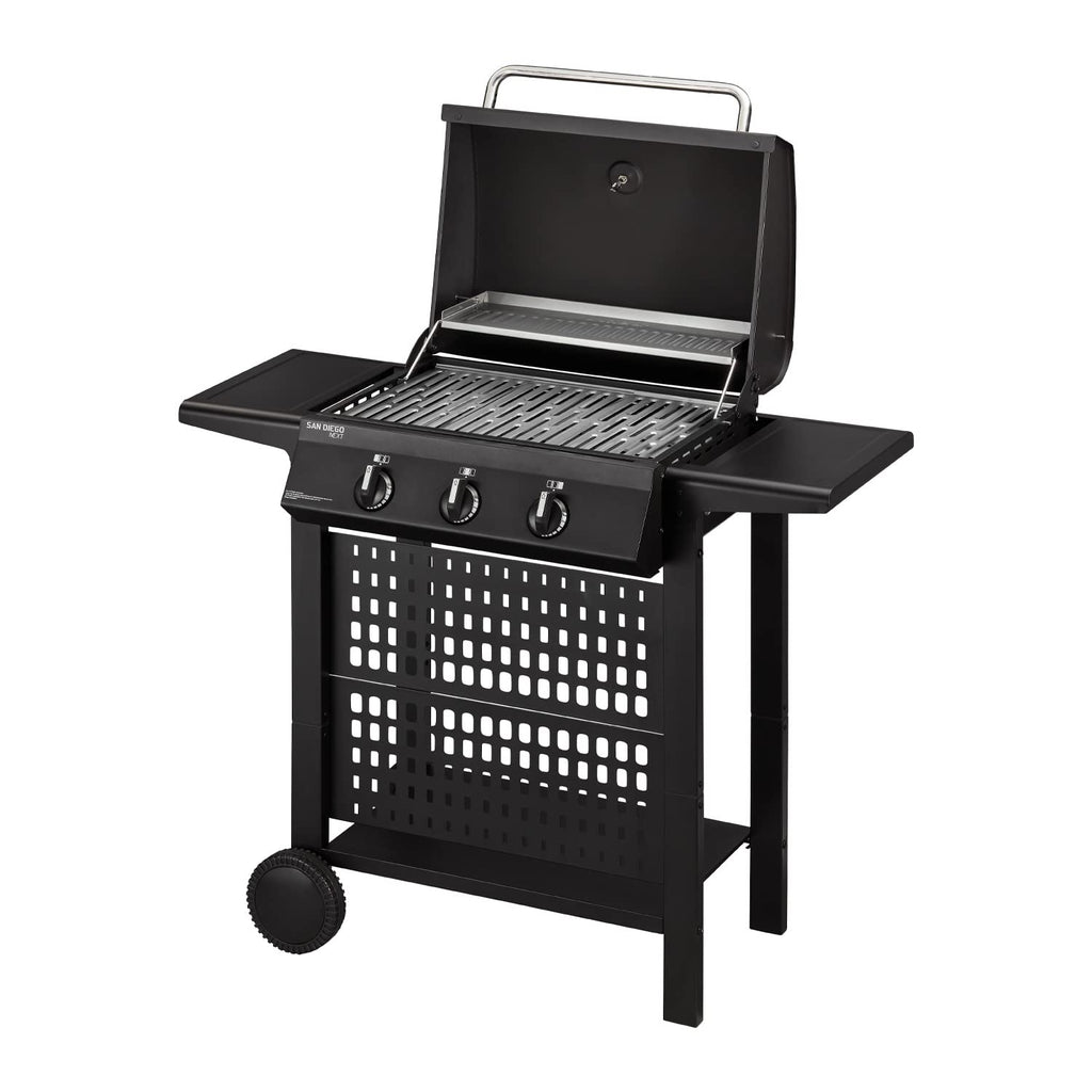 Enders Gasgrill SAN DIEGO NEXT 2, Brenner aus Edelstahl, mit Grillthermometer, kleiner Camping, Edelstahlrost, Balkon Gas Grill, , stabile Seitenablagen#80146, Schwarz