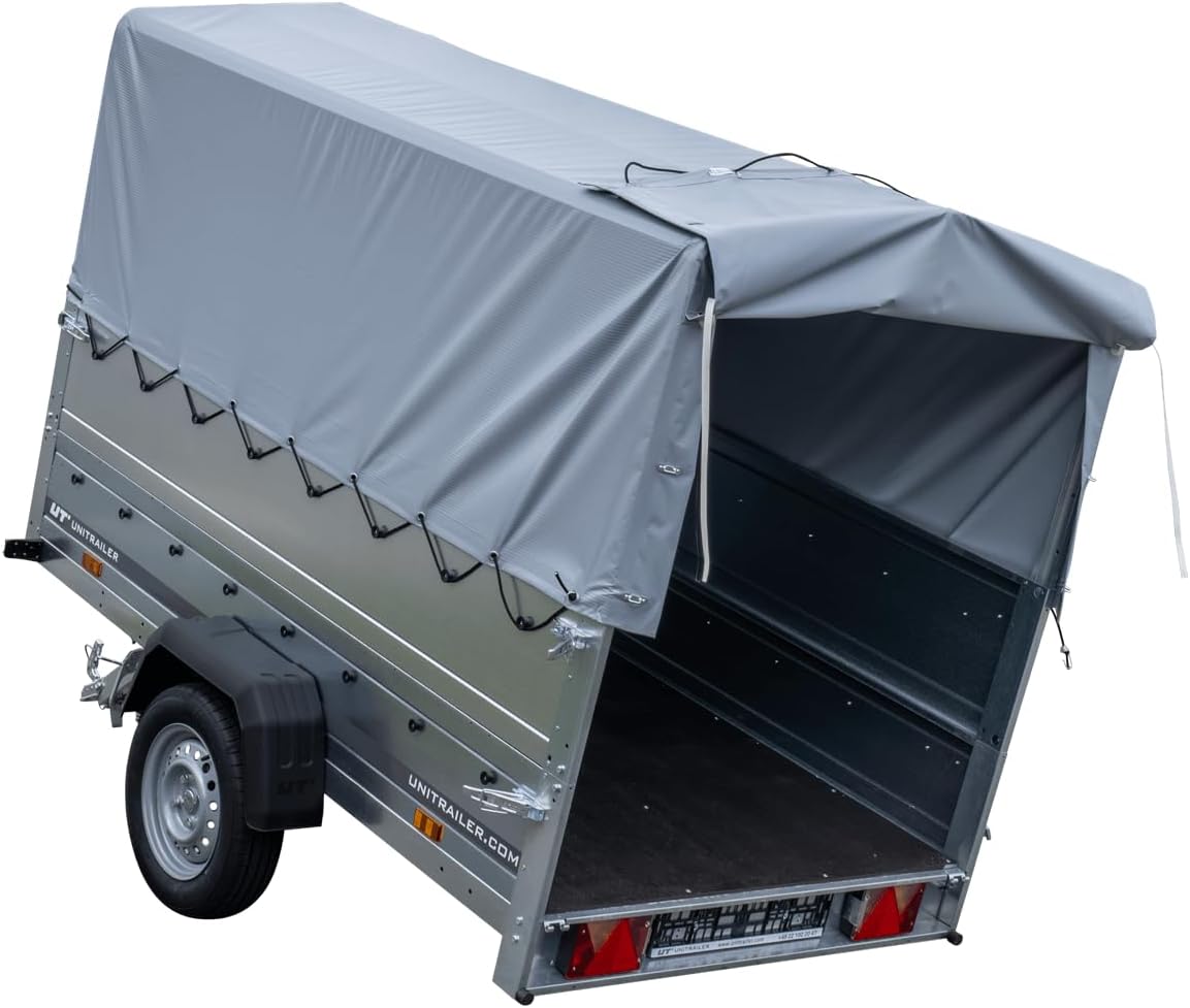 UNITRAILER Garden Trailer 230 Kipp PKW-Anhänger, 750 kg, Plane 110 cm, Stützrad, Hochspriegel