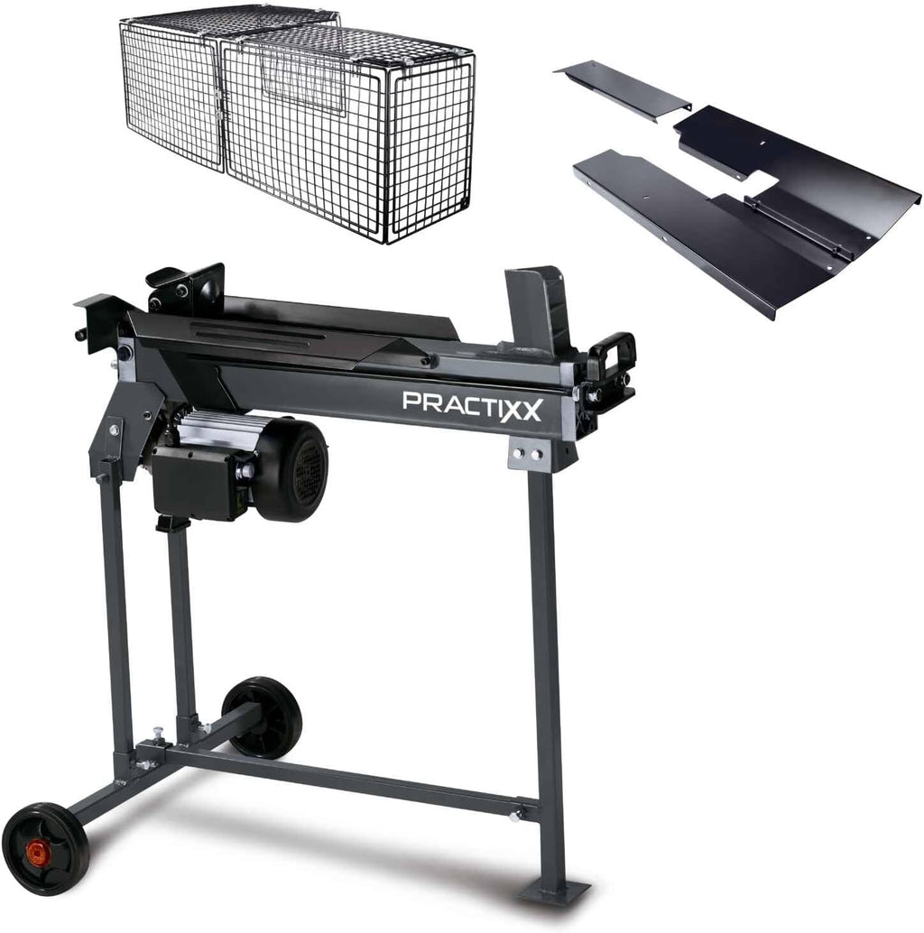 Practixx liegend Holzspalter PX-LS 7t Brennholzspalter Hydraulikspalter | 230V | 2200W Leistung | Spaltkraft 7 Tonnen | Spaltlänge 520mm / Ø250mm | inkl. Untergestell & Hydrauliköl (vorbefüllt)