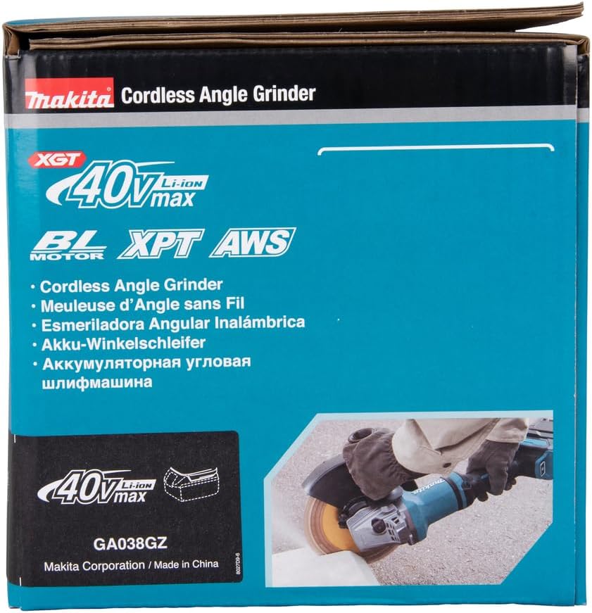 makita GA038GZ Winkelschleifer 40V max. (ohne Akku, ohne Ladegerät), Petrol