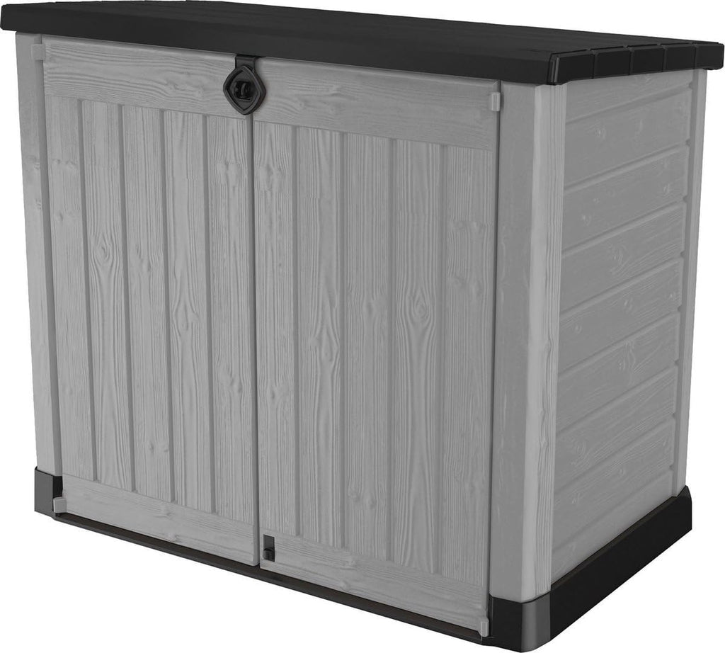 Keter Store It Out Ace 1200L Lagerbox, wetterfest & abschließbar, UV-beständig, Hydraulikdeckel, Grau, Maße: 145,5 x 82 x 123,5 cm