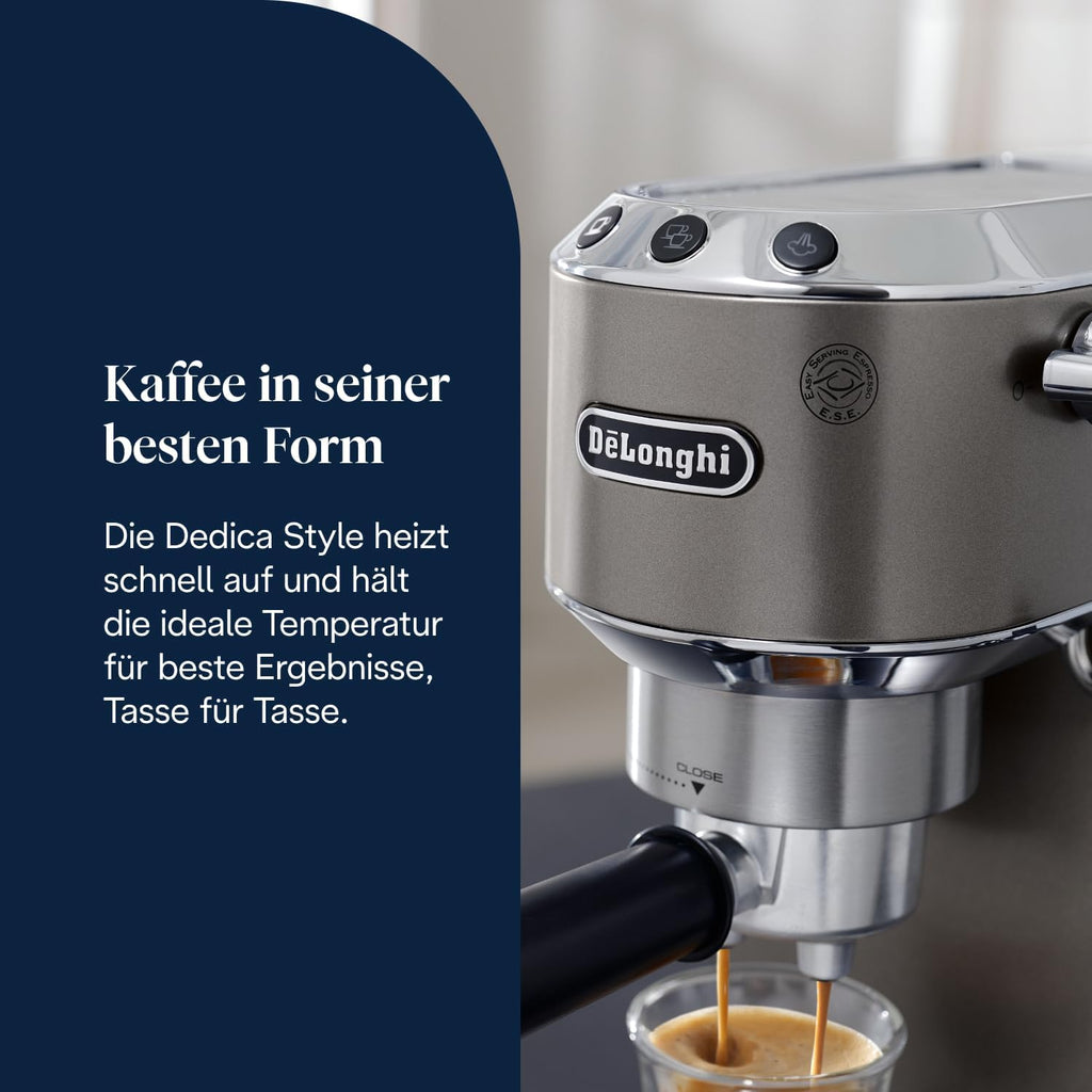 De'Longhi Dedica Style - Espressomaschine mit Manuellem Milchaufschäumer