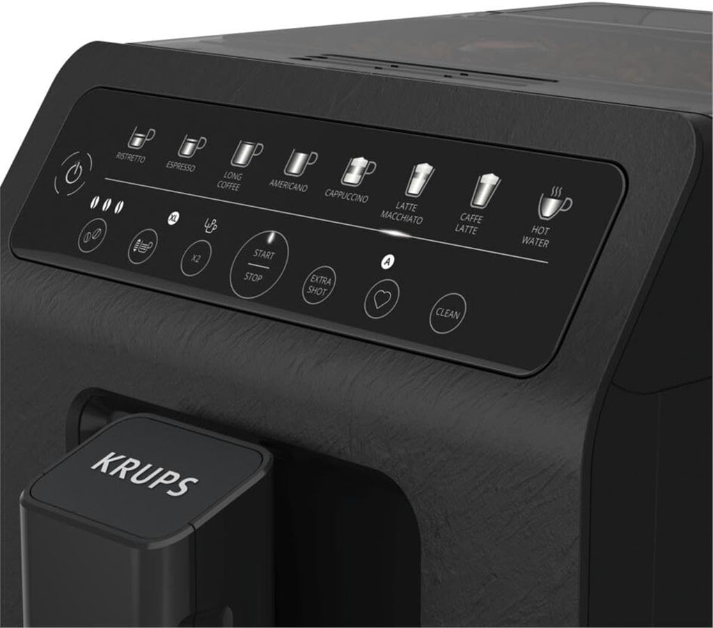 Krups EA897B Evidence ECOdesign Kaffeevollautomat, automatische Espresso & Cappuccino-Funktion, Quattro Force Technologie, One-Touch Tassen mit Milch, 8 Voreinstellungen, Milchsystem, 1450W