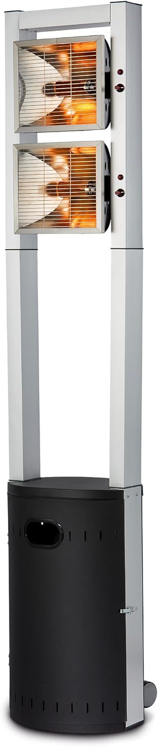 Enders® Terrassenheizer Gas ECOLINE PURE, Gas-Heizstrahler 5640, Terrassenstrahler mit Ultra Brenner-Technologie, Transporträder, Umkippsicherung, Schwarz / Aluminium
