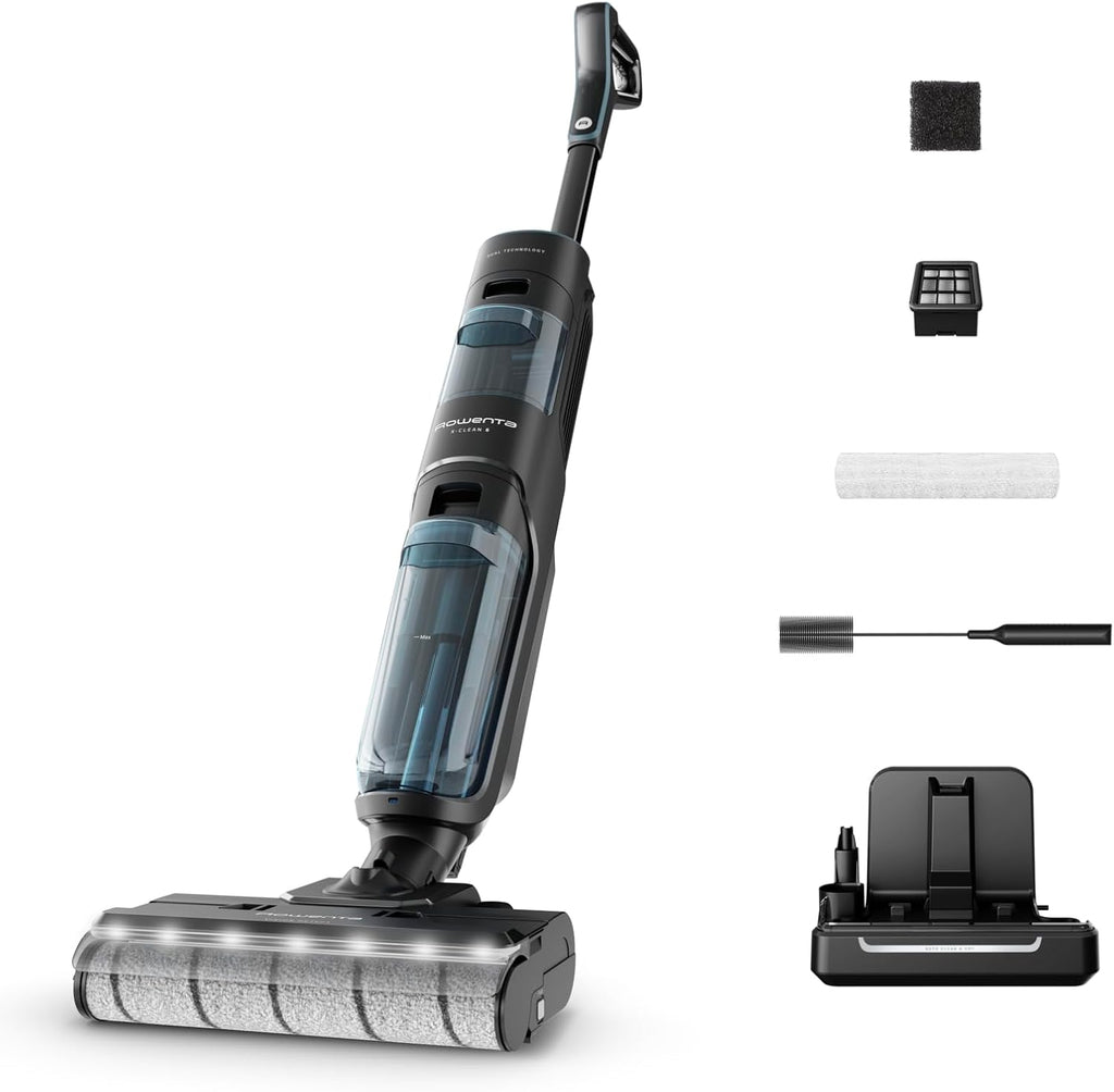 Rowenta X-Clean 5 kabelloser Akku-Nass-Trockensauger, selbstreinigend, nur 1,1 kg in der Hand, Sprachassistenz, LED-Anzeige, 170 Watt, 50 Min. Laufzeit, Schwarz/Blau, GZ5555EE