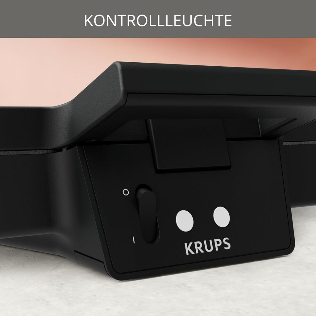 Krups Sandwichmaker, für perfekt zubereitete Sandwichtoasts in Dreiecksform, antihaftbeschichtete Platten, leichte Reinigung, kein Anbrennen, Temperaturkontrollleuchte, 850 W, 31,6x15,5x29,5cm, FDK451