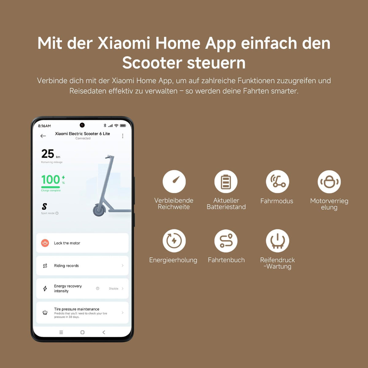 Xiaomi Electric Scooter 6 Lite E-Scooter mit ABE, bis zu 25 km Reichweite, 300 W Motor, 10 Zoll Luftreifen, Doppelfederung vorne, faltbar, Anthrazit