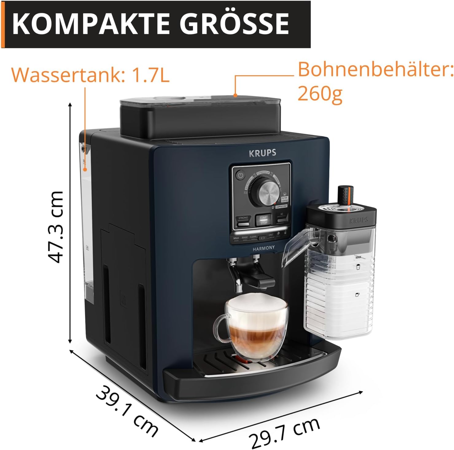 KRUPS Harmony Milk Kaffeevollautomat, 5 Kaffeespezialitäten