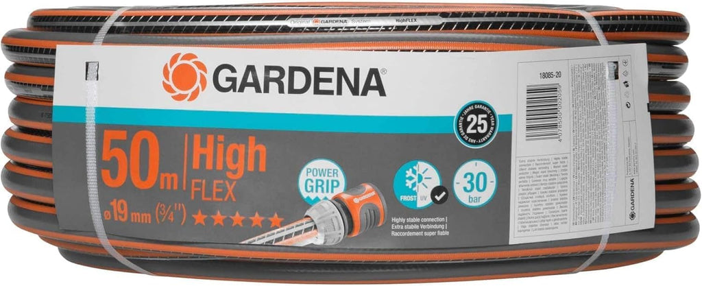 Gardena Polyvinylchlorid (PVC), Comfort HighFLEX Schlauch 19 mm (3/4 Zoll), 50 m: Gartenschlauch mit Power-Grip-Profil, 30 bar Berstdruck, hochflexibel, formstabil, UV-beständig, verpackt (18085-20)