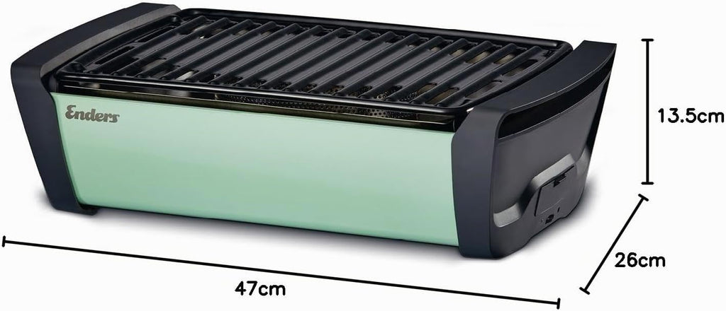 Enders Aurora raucharmer Tischgrill, mobiler Holzkohle-Grill, kleiner Grill, Balkon-Grill, Picknick-Grill, Camping-Grill, Grill mit Belüftung, mint #1360