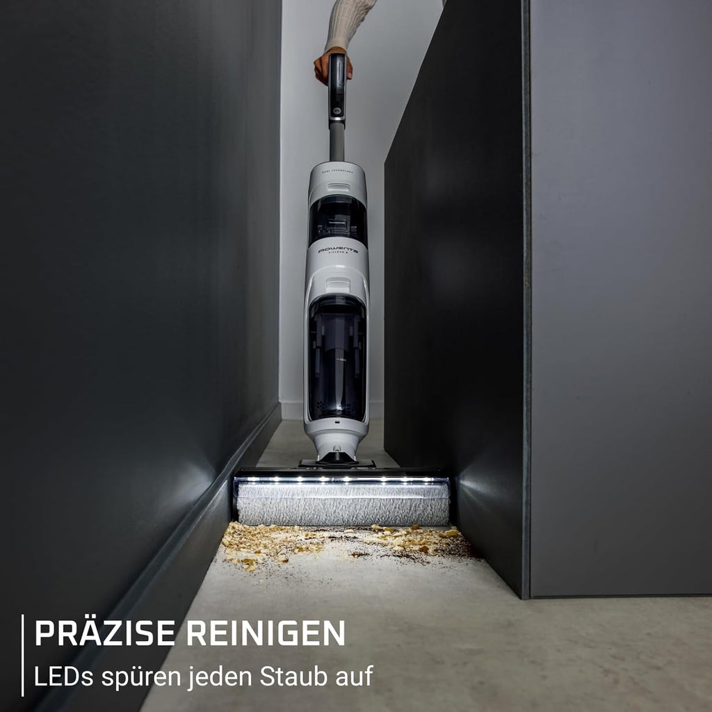Rowenta X-Clean 5, 2-in-1 Nass- und Trockensauger, 3 Modi, präzise Reinigung, automatischer Erkennungsmodus, LED-Beleuchtung, selbstreinigend, Heißtrocknung, 50 Min. Laufzeit, Schneeweiß, GZ5557EE