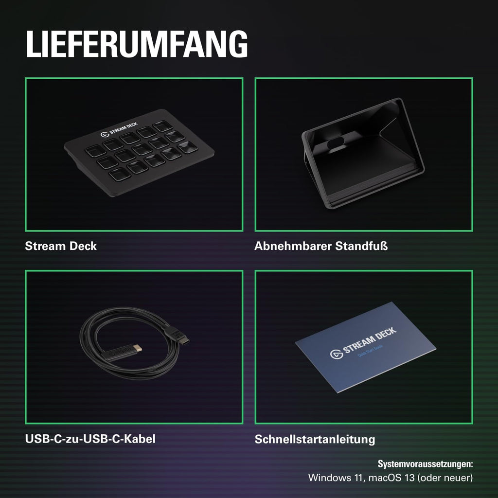Elgato Stream Deck MK.2 - Studio Controller, 15 Macro Keys, Triggering Action in Apps and Software such as OBS, Twitch, YouTube and More, for Mac and PC | For actions in OBS, Twitch, YouTube and more, visual feedback, hundreds of plugins, Mac and PC