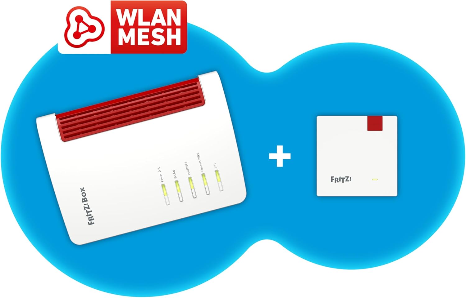 FRITZ!Mesh Set – 7530 AX Wi-Fi 6 Router + 1200 AX Repeater, bis 2.400 MBit/so
