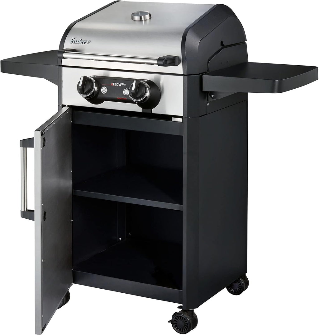Enders Elektrogrill eFLOW PRO 2 TURBO, mit Gussrost SWITCH GRID, TURBO ZONE für heiße Temperaturen, SIMPLE CLEAN Reinigungssystem, Aluguss-Seitenteile an Garhaube und Brennkammer, Grillwagen #97106