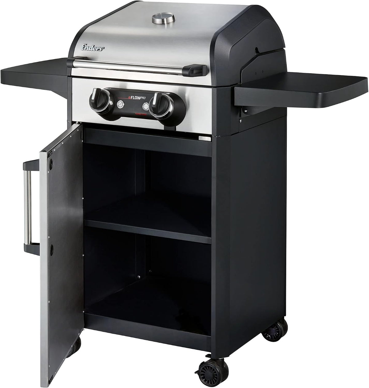 Enders Elektrogrill eFLOW PRO 2 TURBO, mit Gussrost SWITCH GRID, TURBO ZONE für heiße Temperaturen, SIMPLE CLEAN Reinigungssystem, Aluguss-Seitenteile an Garhaube und Brennkammer, Grillwagen #97106