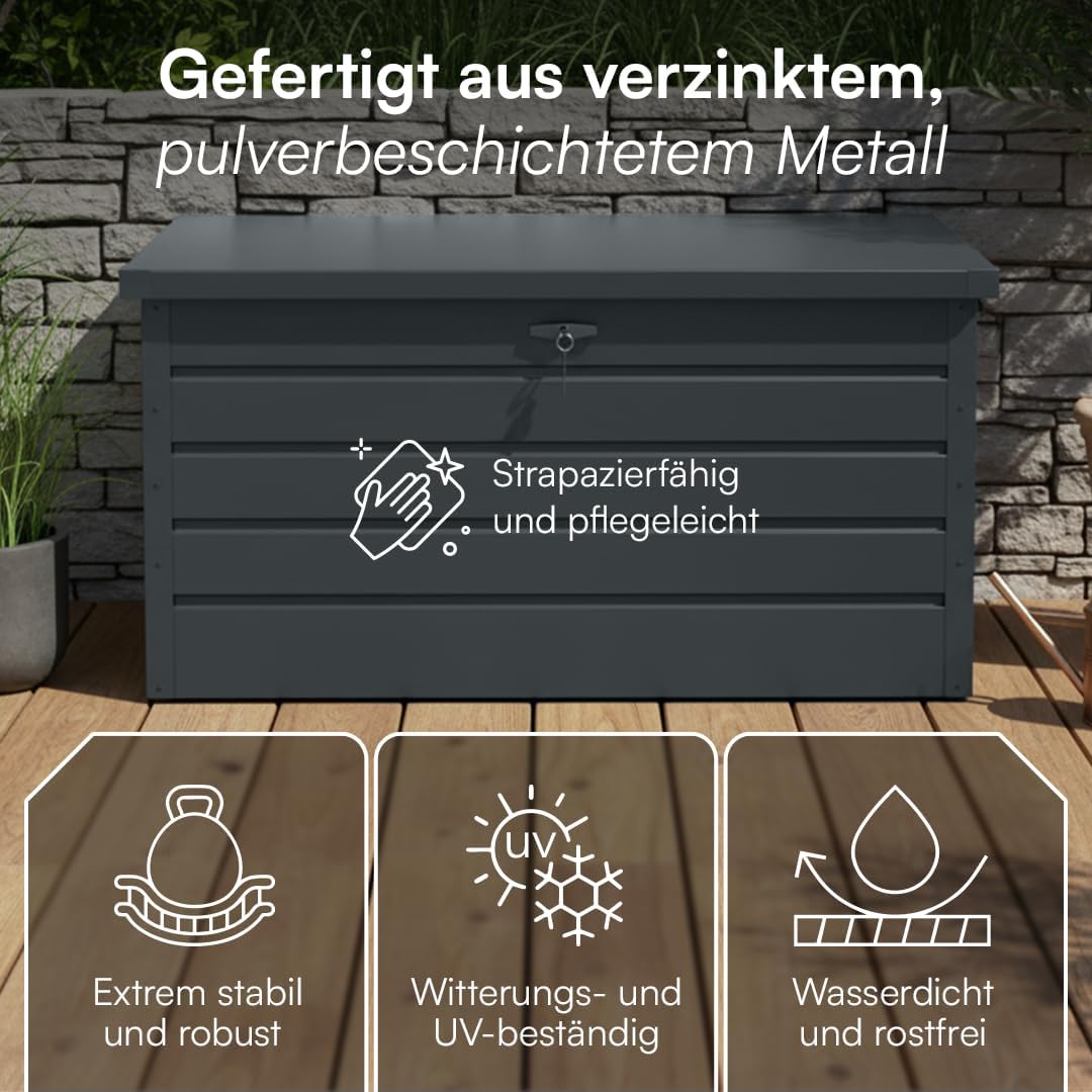 STEELSØN Dorado Gartenbox 350 Liter, Anthrazit, wasserdicht, abschließbar