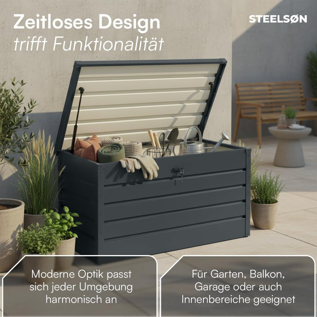 STEELSØN Dorado Gartenbox 350 Liter, Anthrazit, wasserdicht, abschließbar
