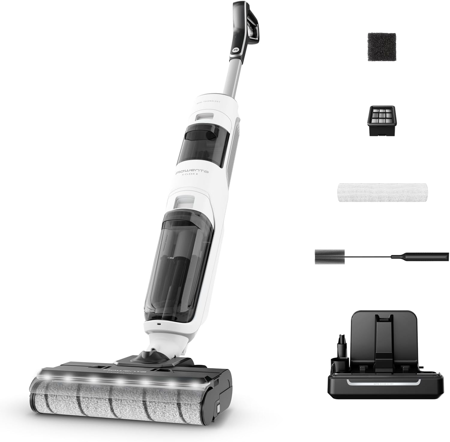 Rowenta X-Clean 5, 2-in-1 Nass- und Trockensauger, 3 Modi, präzise Reinigung, automatischer Erkennungsmodus, LED-Beleuchtung, selbstreinigend, Heißtrocknung, 50 Min. Laufzeit, Schneeweiß, GZ5557EE