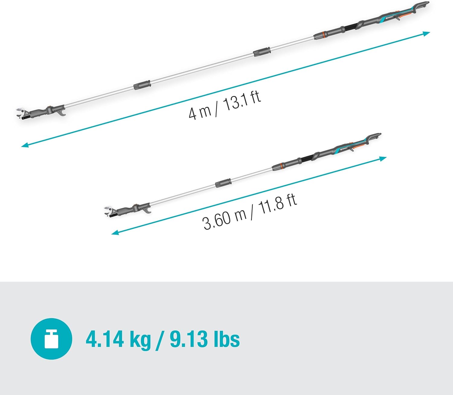 Gardena Akku-Teleskop-Baumschere HighCut 360/18V P4A ohne Akku: Astschere mit Teleskopstiel für Zweige in bis zu 5 m Höhe,schwenkbarer Schneidkopf, ergonomischer Griff, LED-Anzeige (14776-55)