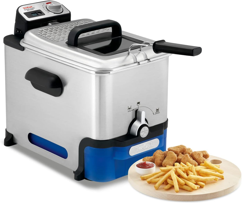 Tefal Oleoclean Pro Fryer 3.5 L for Crispy Chips, 2300 W Stainless Steel Fryer with Oil Filter, Removable Oil Container 1.2 kg, Timer & Thermostat, Dishwasher Safe, Black/Stainless Steel