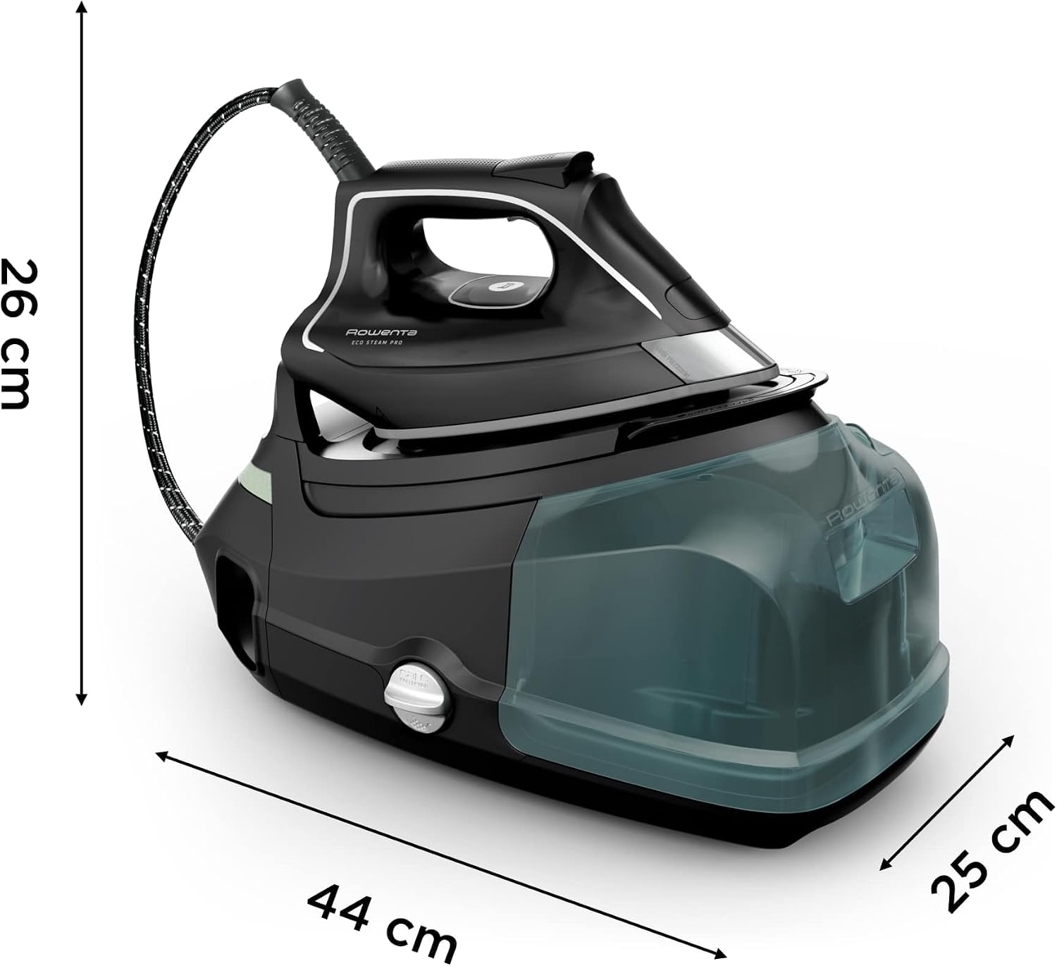 Rowenta DG9610 Eco Steam Pro Dampfbügelstation, 2800 Watt, 7,6 Bar, 140 g/Min. Dampfleistung, Dampfstoß: 460 g/Min., Eco Design, Silence-Technologie, 1,1 Liter Kapazität, Schwarz/Eukalyptus