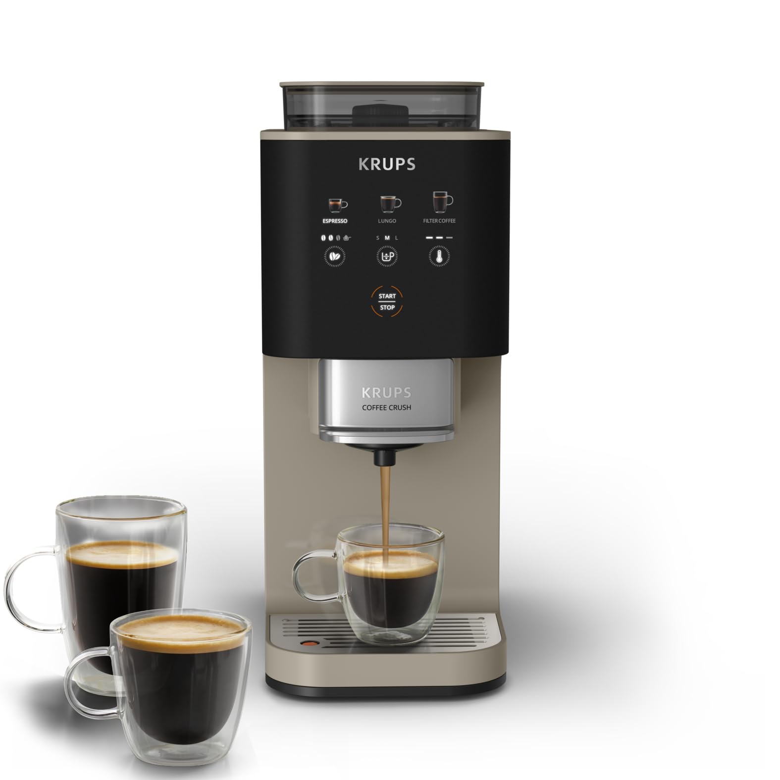 KRUPS Coffee Crush Extra Kaffeevollautomat, nur 15 cm breit, Schwarz