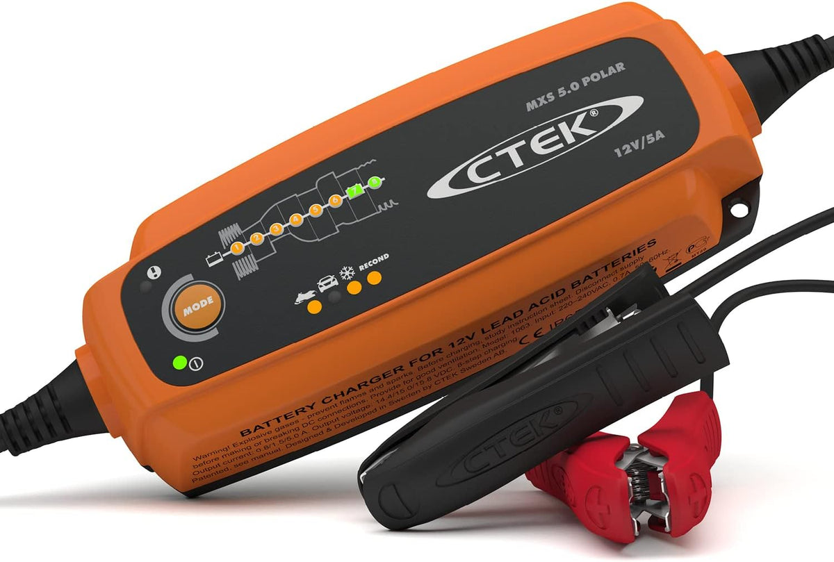 CTEK 5.0 Polar, Batterieladegerät 12V Für Extreme Kälte, Erhaltungsladegerät, Intelligentes Ladegerät Auto Und Motorschlitten, Batteriepfleger Mit Entsulfatierungsprogramm Und Rekonditionierungsmodus