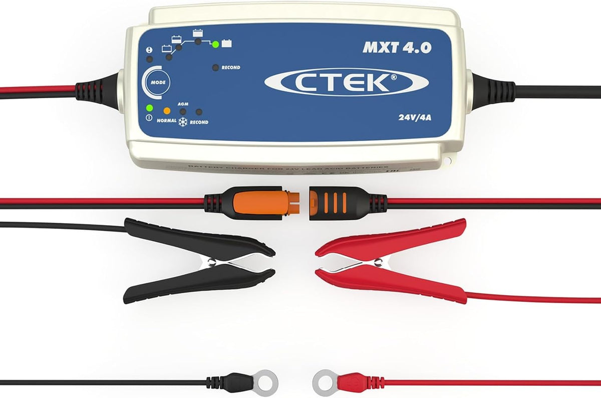 CTEK MXT 4.0 Batterieladegerät 24V, 8-Stufiges Ladegerät Für Kleinere 24V-Batterien In Nutzfahrzeugen, Rollstühlen, Pistenmaschinen Und Industriereinigern, Rekonditionierung Und AGM-Modus