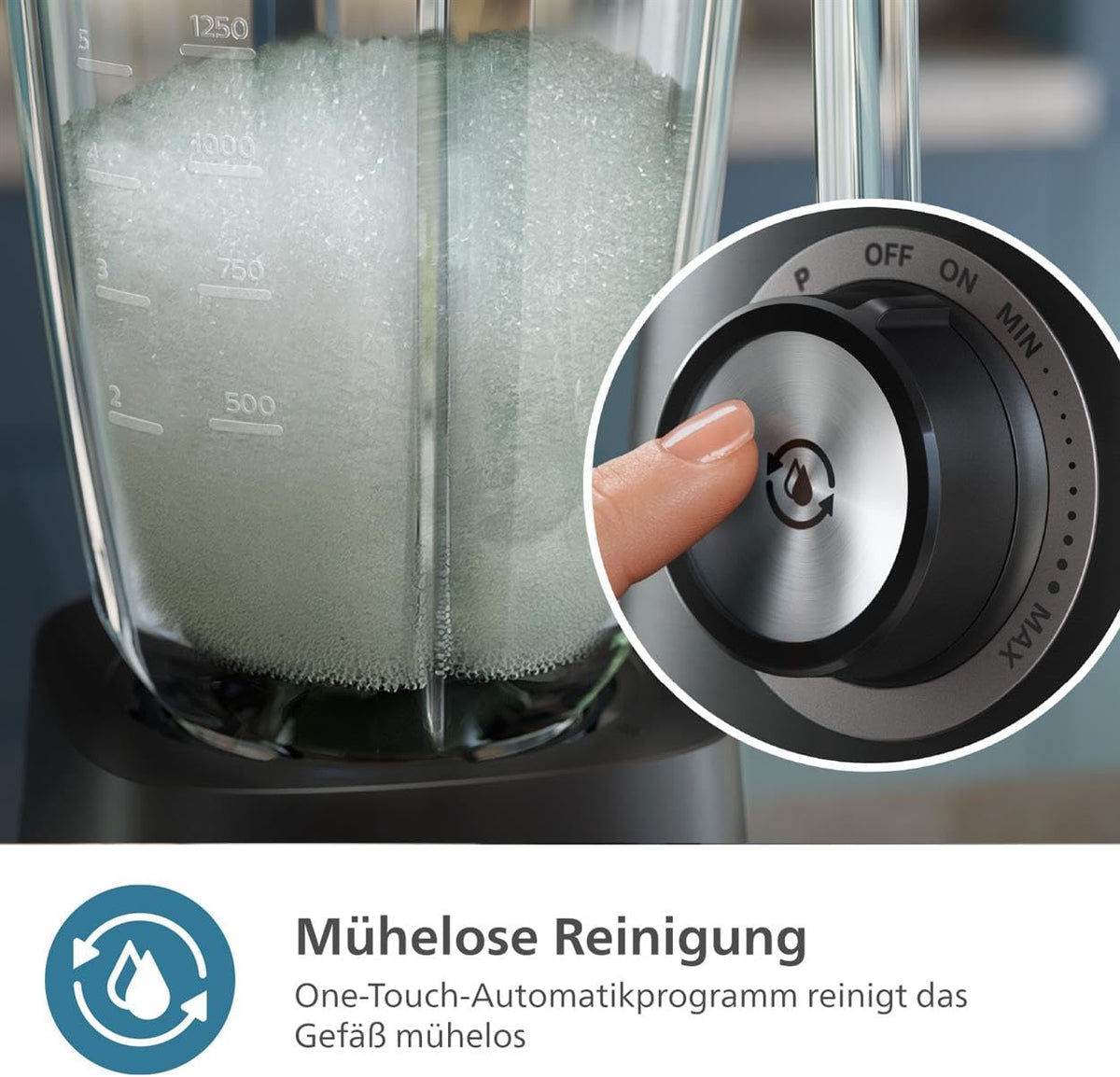 Philips 5000 Series Blender with Blending and Go Container - 1200 W. 2L Maximum Capacity. ProBlend Plus Technology. Dishwasher Safe. Automated Cleaning. Black (HR3041/00)