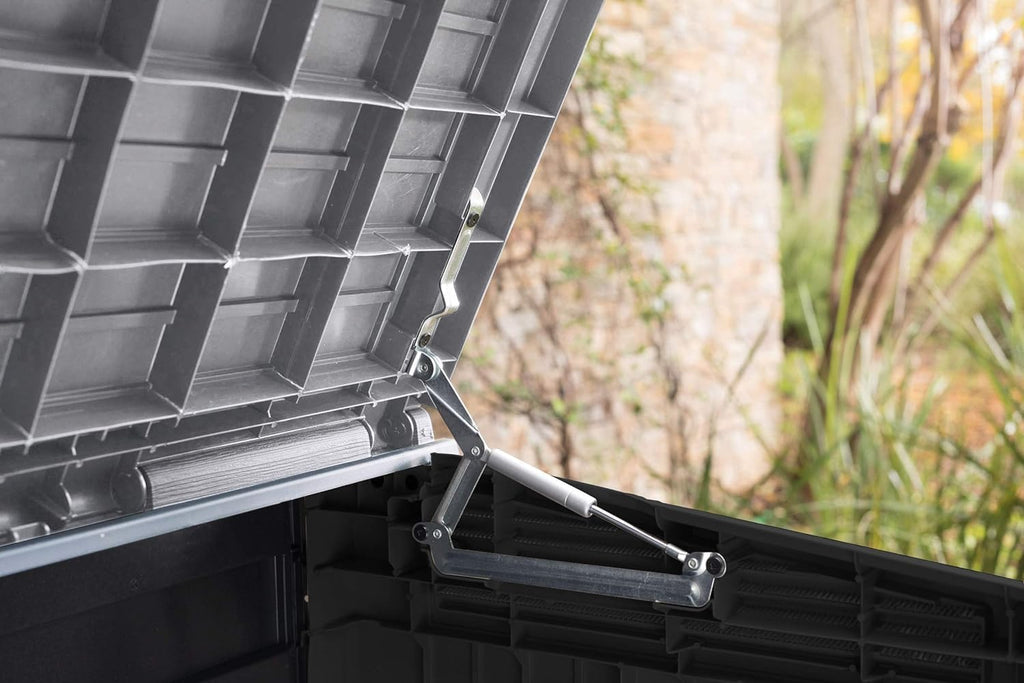Keter Store It Out Nova Plastic Tool Shed, External Dimensions: 132 x 71.5 x 113.5 cm, 880 L Capacity, Dark Grey, Suitable for 2 x 120 L Wheelie Bins, Weatherproof, Lockable