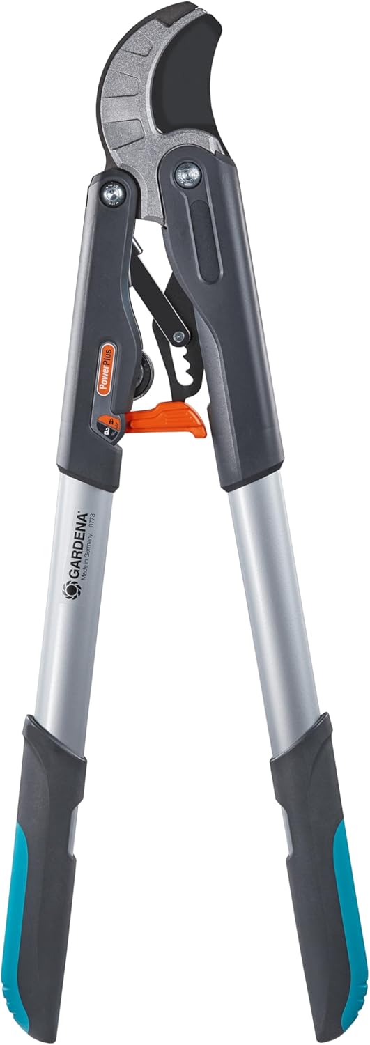 Gardena Comfort Ratschen-Astschere SmartCut: Baumschere mit Amboss-Schneidprinzip, max. Ast-Ø 45 mm, 59 cm Länge, mit 4-stufigem Ratschenmechanismus, ergonomische Griffe, Präzisionsmesser (8773-20)