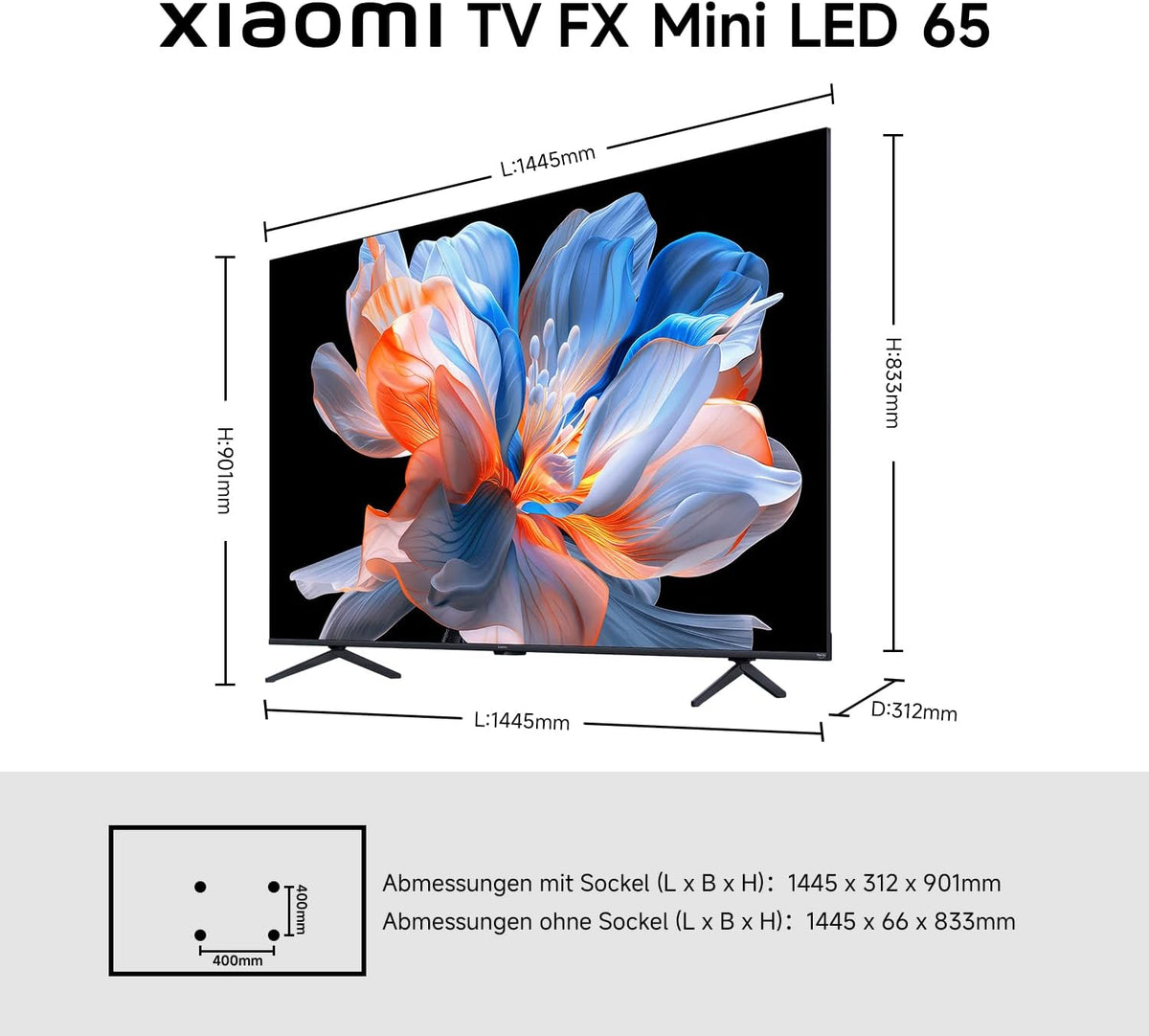 XIAOMI TV FX Mini LED 65" QD Mini LED Smart TV, 4K UHD, Fire TV, HDR10+