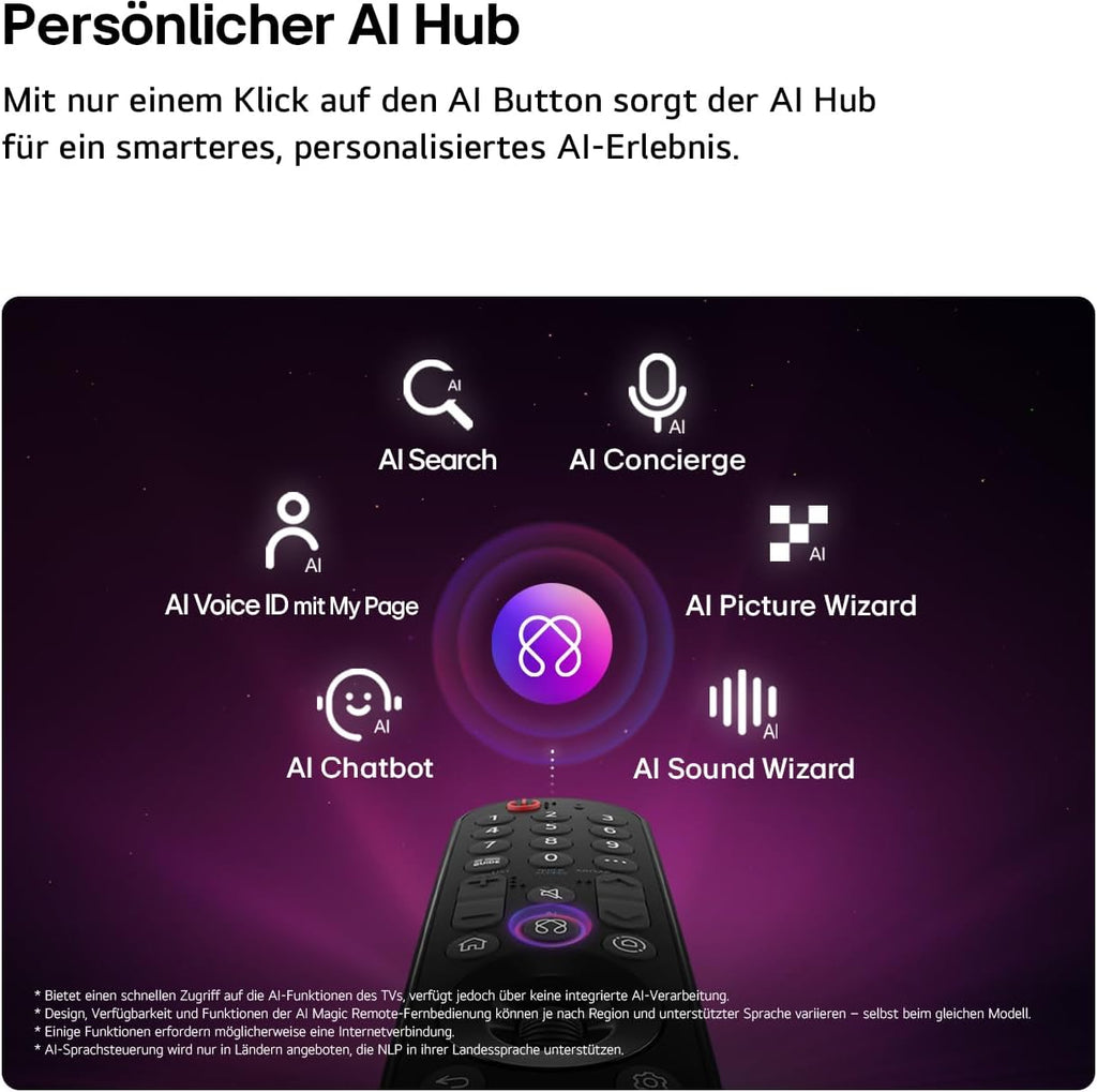 LG OLED77C6ELB 4K OLED Evo AI TV, 77 Zoll, α11 Gen3 Prozessor, webOS 26, 120Hz, VRR bis zu 165Hz, Modelljahr 2026, Energieklasse E