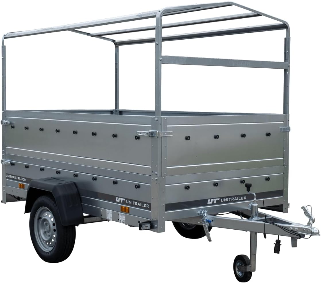 UNITRAILER Garden Trailer 230 Kipp PKW-Anhänger, 750 kg, Plane 110 cm, Stützrad, Hochspriegel