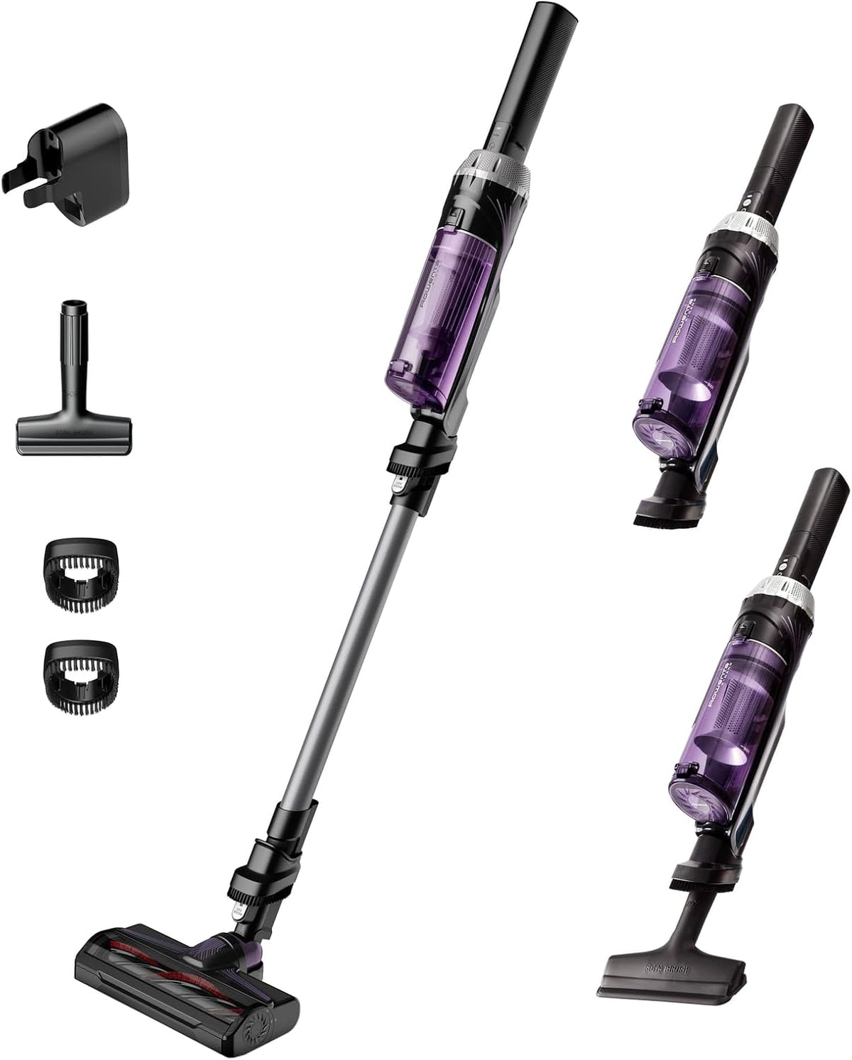 Rowenta X-Nano kabelloser Akkustaubsauger, Lithium-Ionen Batterie, Ultraleicht, 2-in-1 Stabstaubsauger & Handstaubsauger kabellos, bis zu 40 Min. Laufzeit, inkl. Zubehör, grau-lila, RH1128
