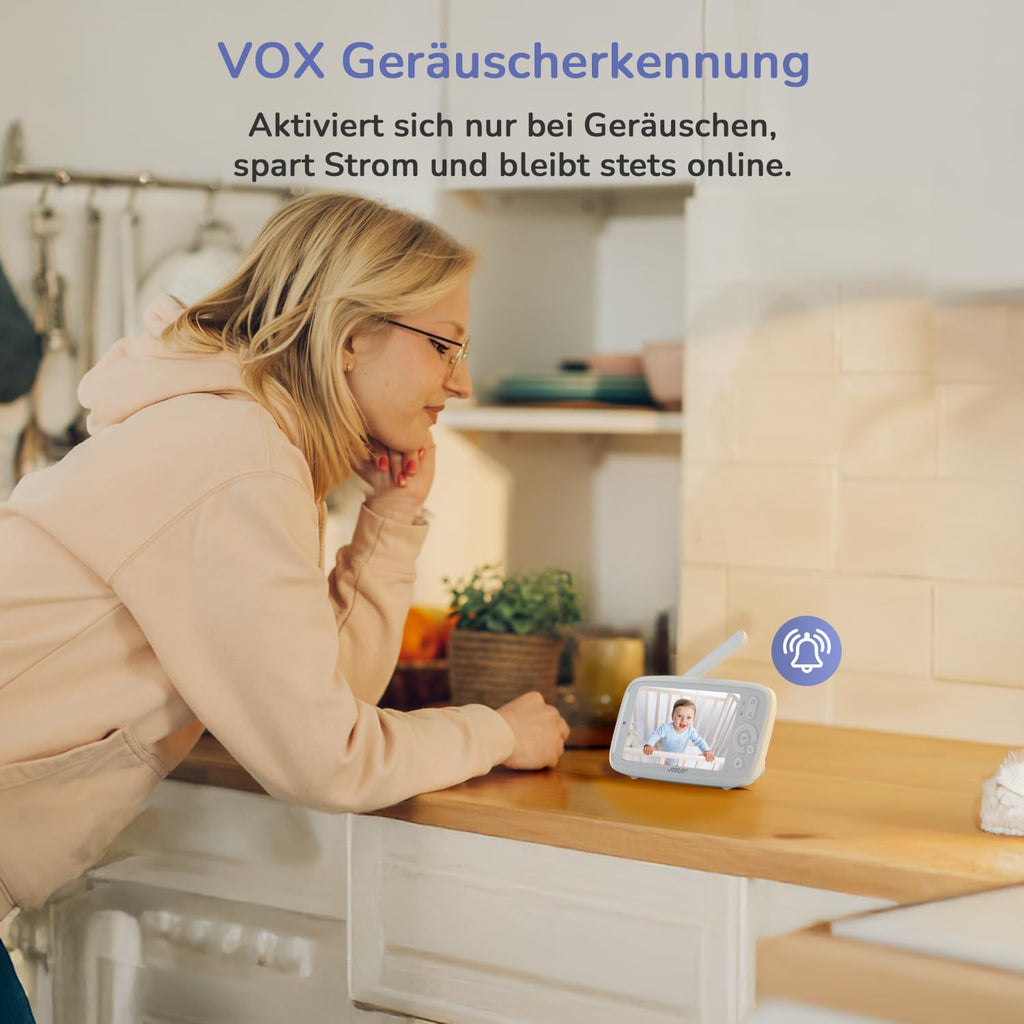 2K/3MP WiFi Baby Monitor with Camera App, 5 Inch IPS Baby Monitor, 360°