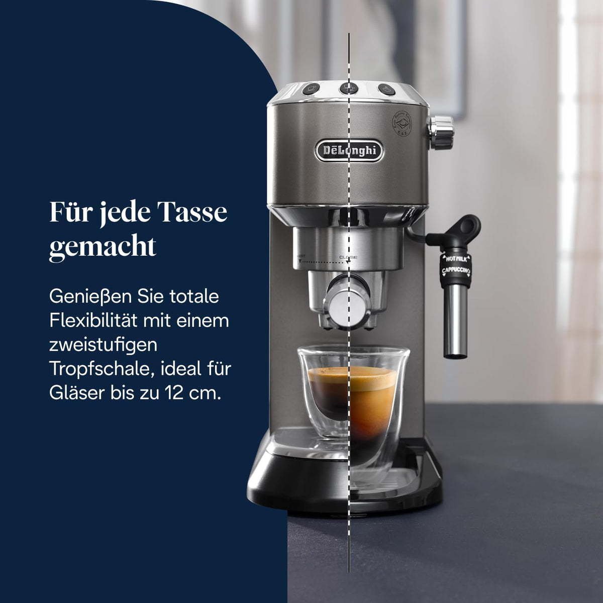 De'Longhi Dedica Style - Espressomaschine mit Manuellem Milchaufschäumer