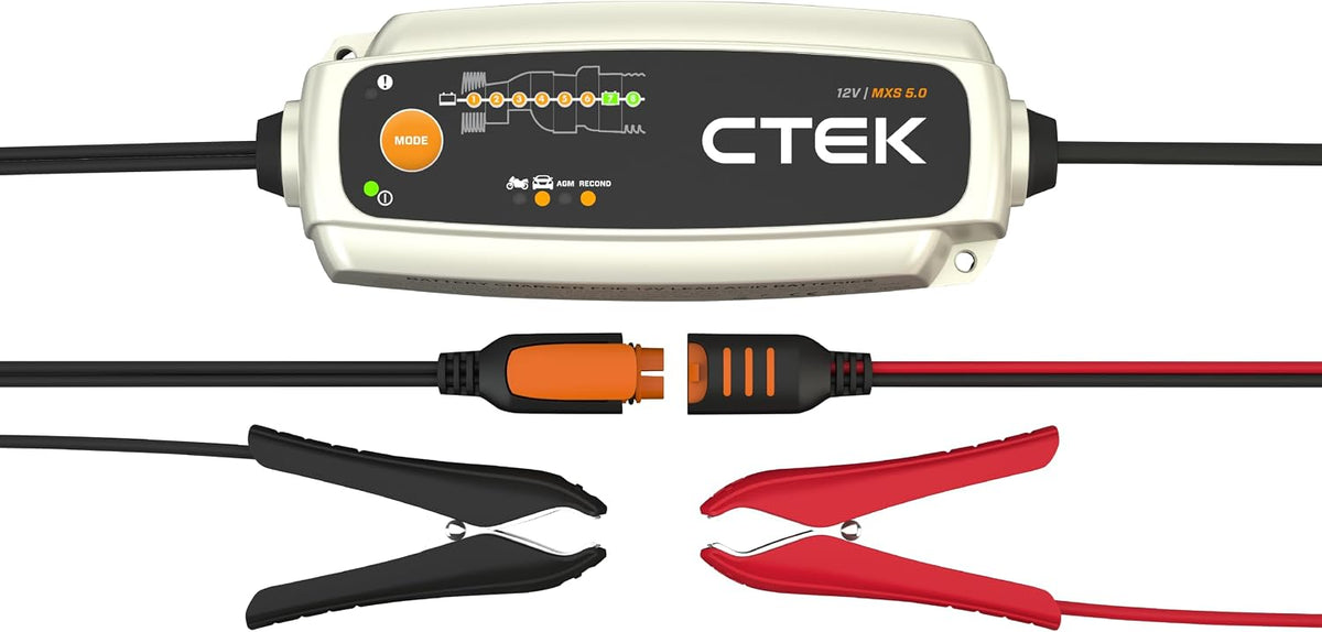 CTEK MXS 5.0 Battery Charger with Automatic Temperature Compensation, 12 V, 5.0 Amp (EU Plug)