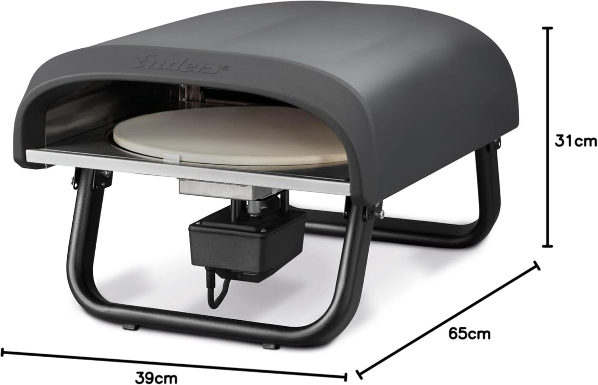 Enders® Pizzaofen PACO™ Rotate, Pizzastein rund, Thermometer, Pizza, Edelstahlbrenner, 4kW, Cordierit-Pizzastein 30,5cm, rotierend, stufenlos regulierbarer Edelstahlbrenner #31316
