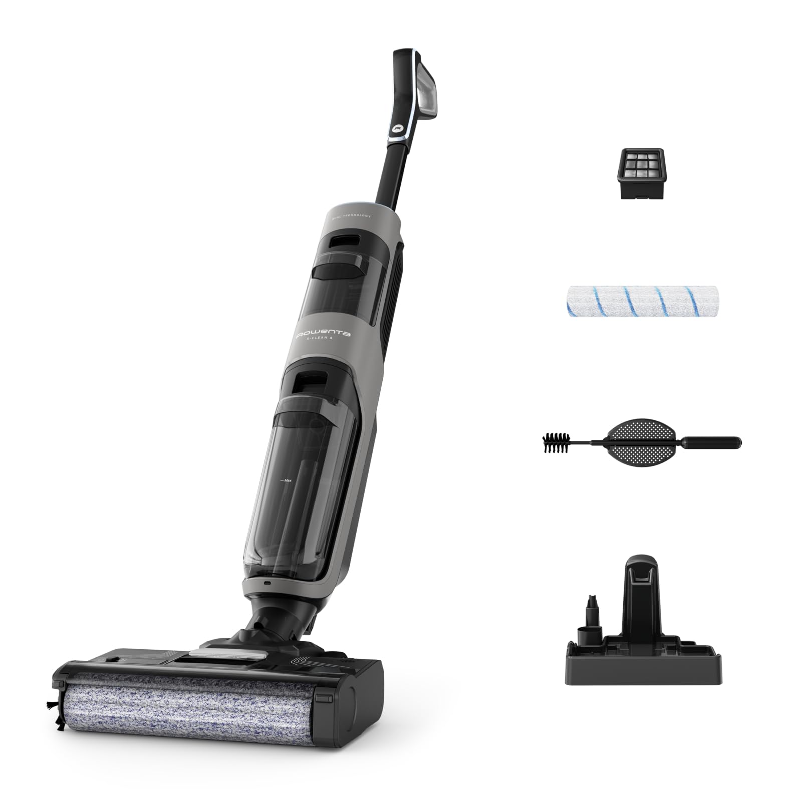 Rowenta X-Clean 5, 2-in-1 Nass- und Trockensauger, 3 Modi, präzise Reinigung, automatischer Erkennungsmodus, LED-Beleuchtung, selbstreinigend, Heißtrocknung, 50 Min. Laufzeit, Schneeweiß, GZ5557EE