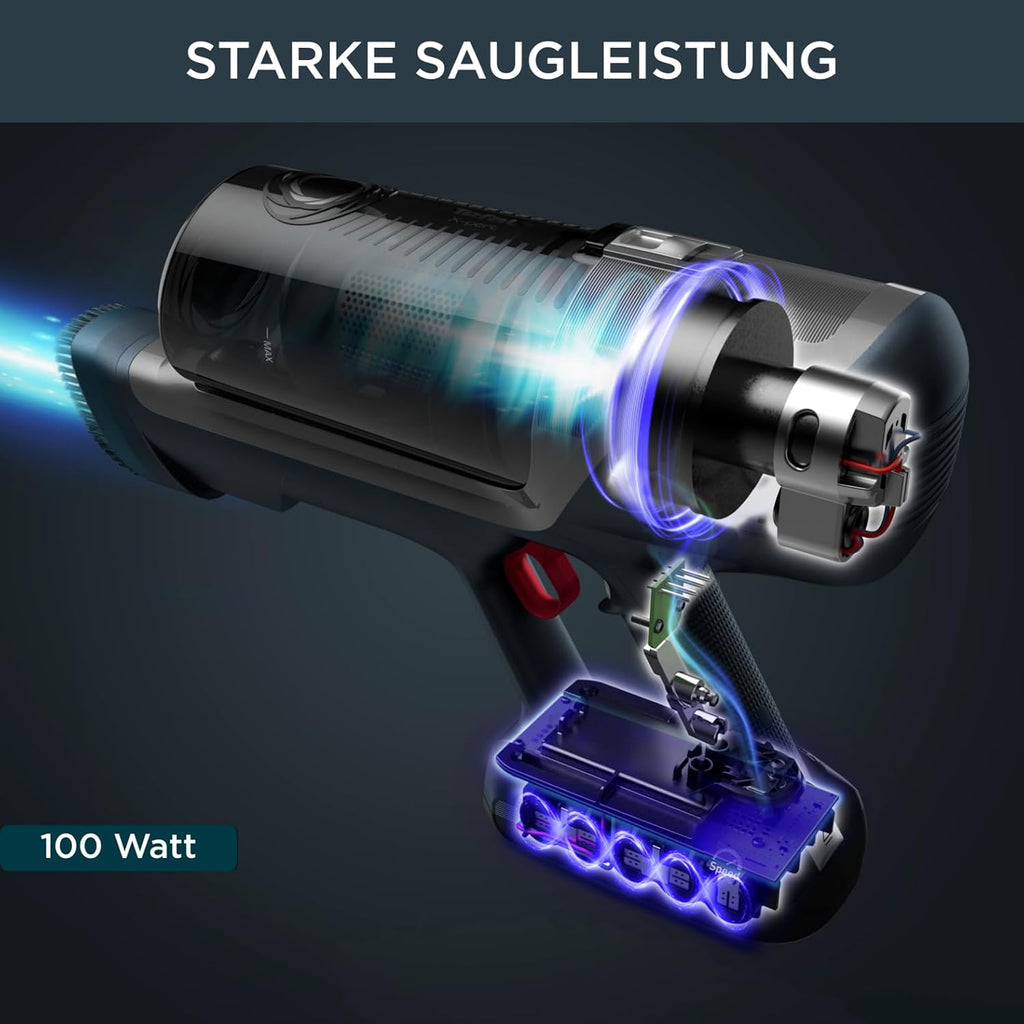 Rowenta X-Pert 6.60 Akku-Stielstaubsauger, Tier-Zubehör, LED-Display, Flex-Gelenk, 100W, herausnehmbarer Akku, alle Bodenarten, bis zu 45 Min. Laufzeit, Wandhalterung, Rot-Grau, RH6471