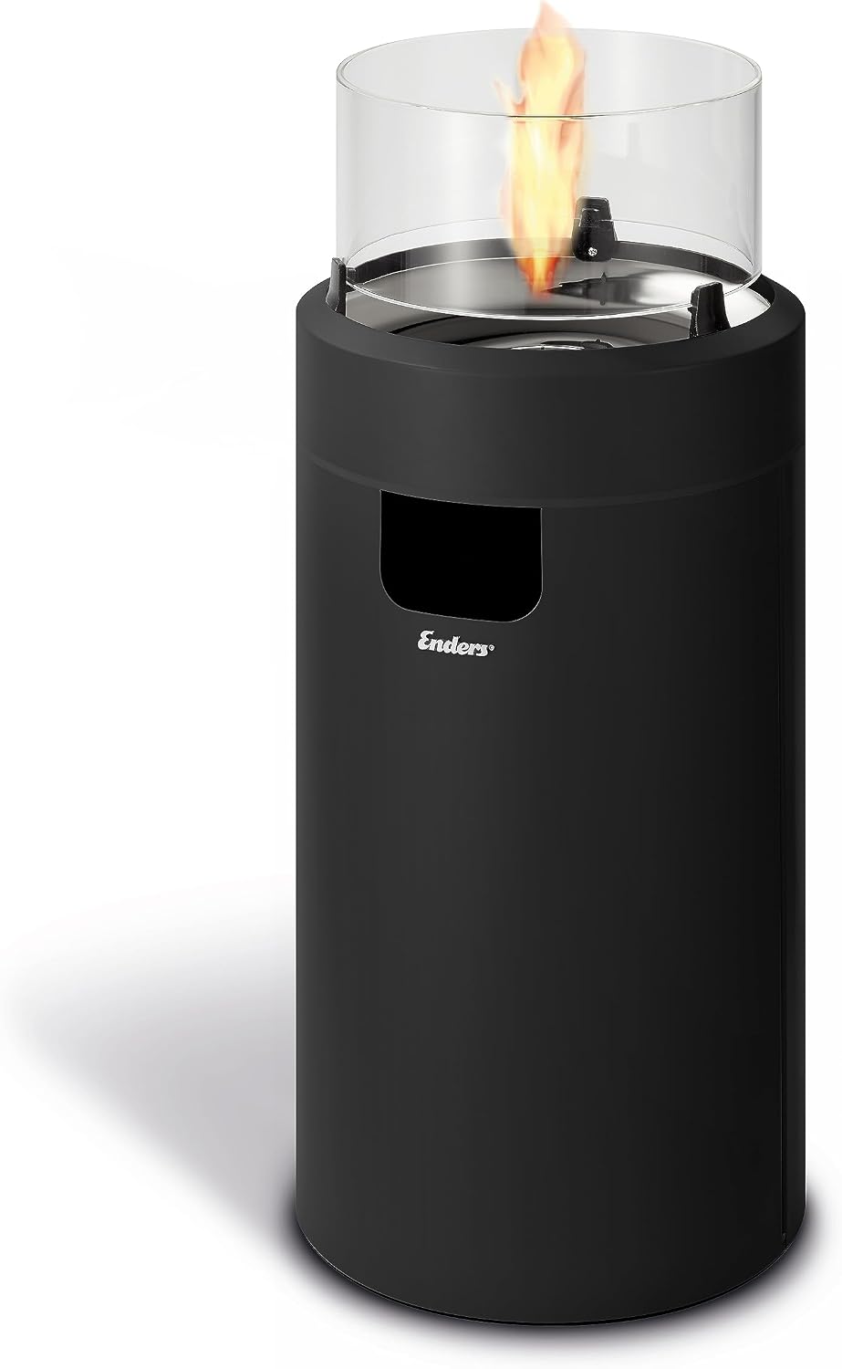 Enders Terrassenfeuer NOVA LED M BLACK, Gas Terrassenfeuer mit Ambientebeleuchtungen, ECO GREEN Brenner-Technologie und exzellentem Design, H88cm Ø 62cm, Schwarz #5600
