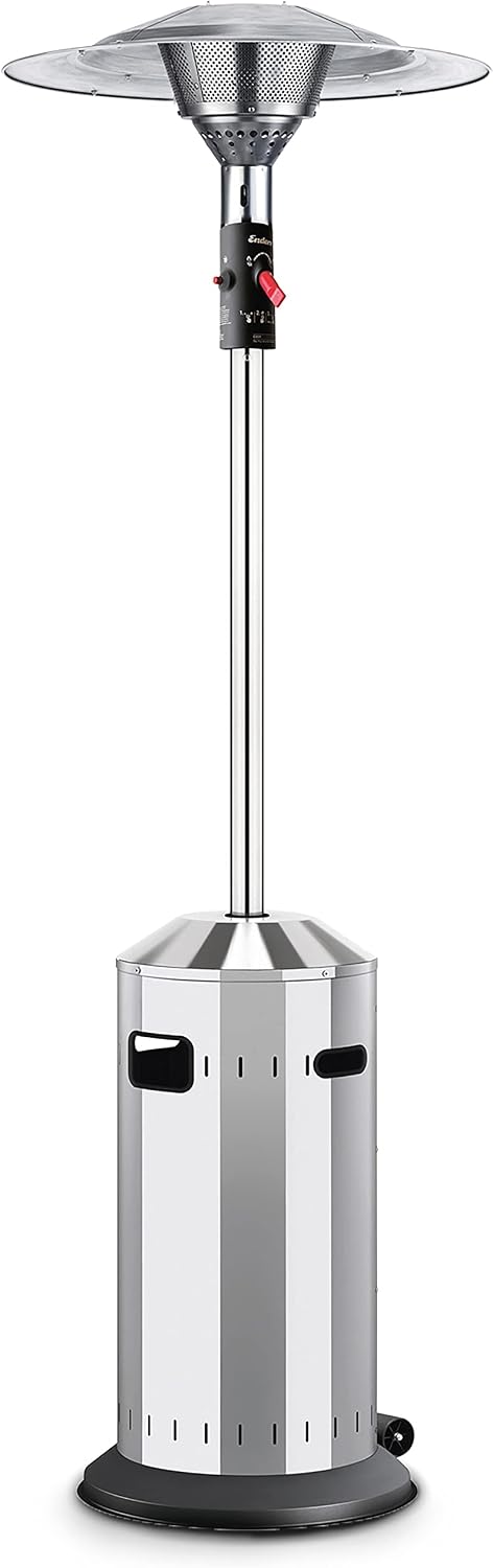 Enders® Elegance Eco Green 6 kW silber,Terrassenstrahler, Gas-Heizstrahler, Heizpilz mit Leistungsregulierung 4-6 kW, Eco Green-Brenner, Transporträder, Umkippsicherung #9351