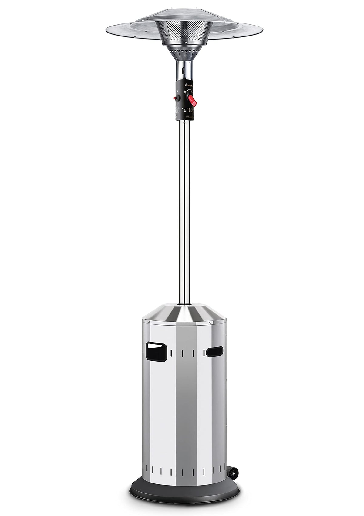 Enders® Elegance Eco Green 6 kW silber,Terrassenstrahler, Gas-Heizstrahler, Heizpilz mit Leistungsregulierung 4-6 kW, Eco Green-Brenner, Transporträder, Umkippsicherung #9351