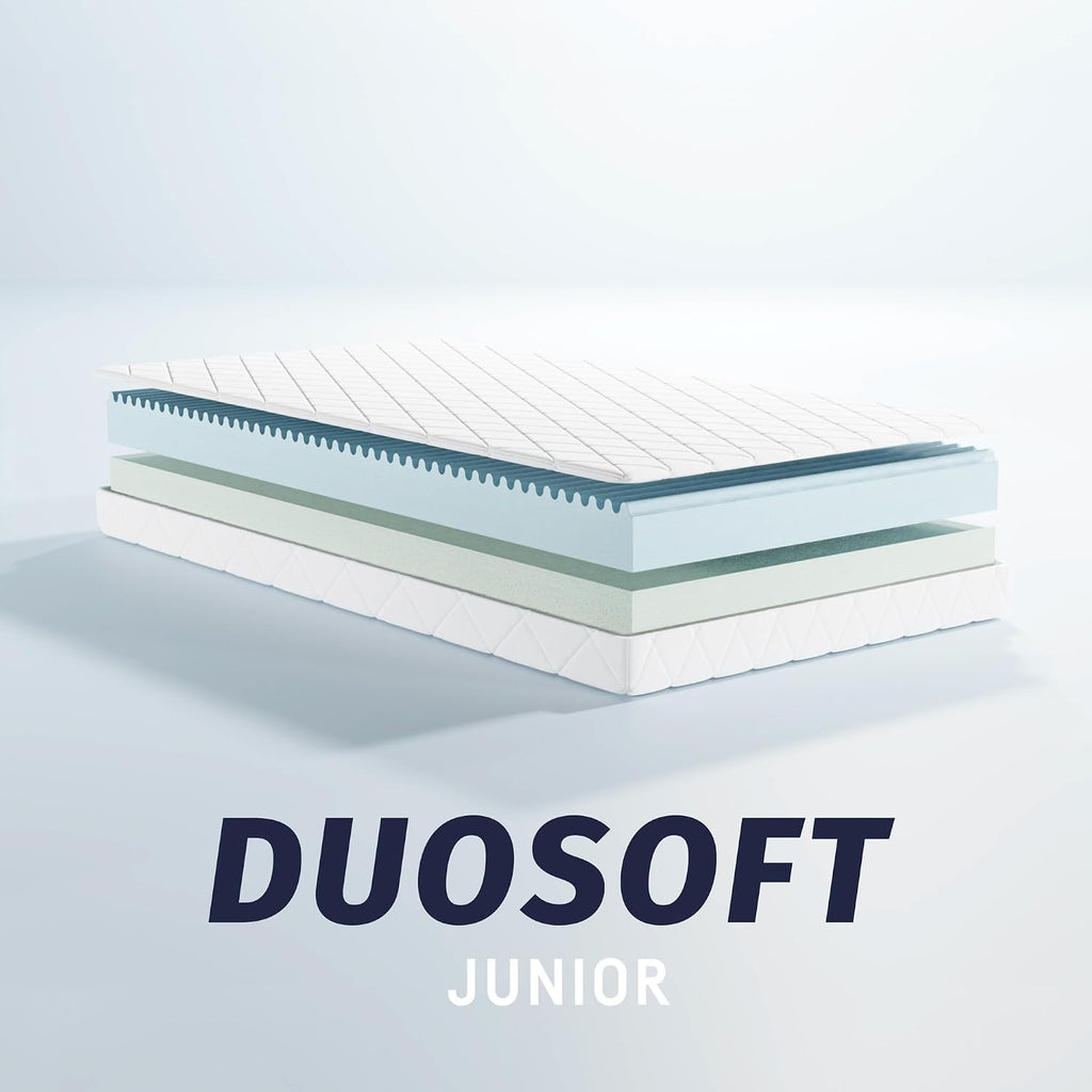 Julius Zöllner Jugendmatratze Duosoft Junior – Hochwertige Juniormatratze, Atmungsaktiver Kaltschaum mit Wellenprofil, OEKO-TEX Standard 100, Made in Germany, Größe 90x200cm