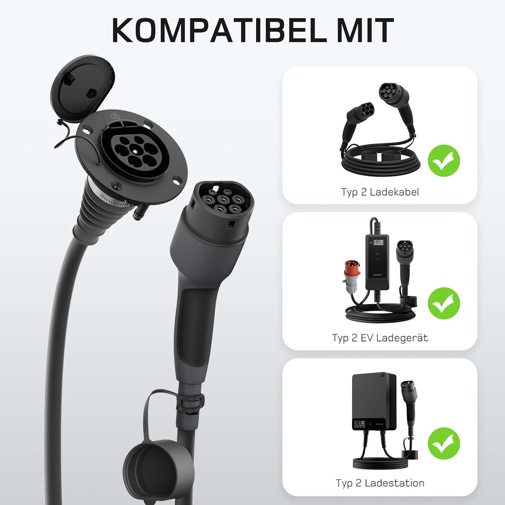 dé Typ 2 Verlängerungskabel für Wallbox[5m, 11kW, 16A] 3-phasig Ladekabel