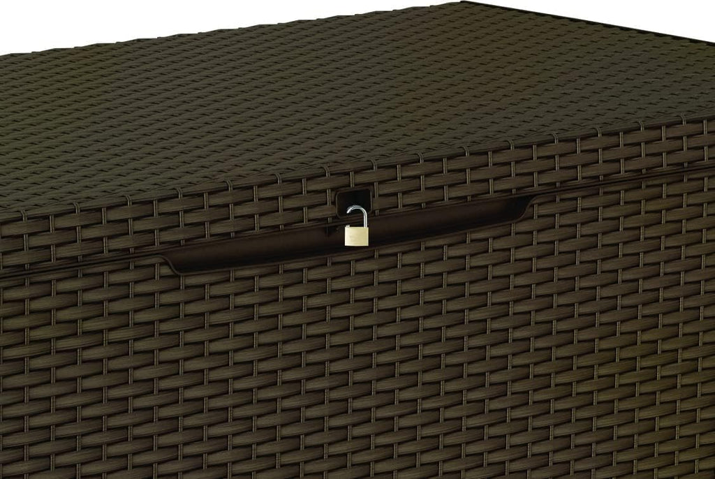 Keter Gartenbox Capri , 305 Liter Stauraum, Aufbewahrungsbox für den Garten, Braun, kompakte Auflagenbox, wasserdicht, perfekt für Sitzauflagen, Gartengeräte oder Spielzeug