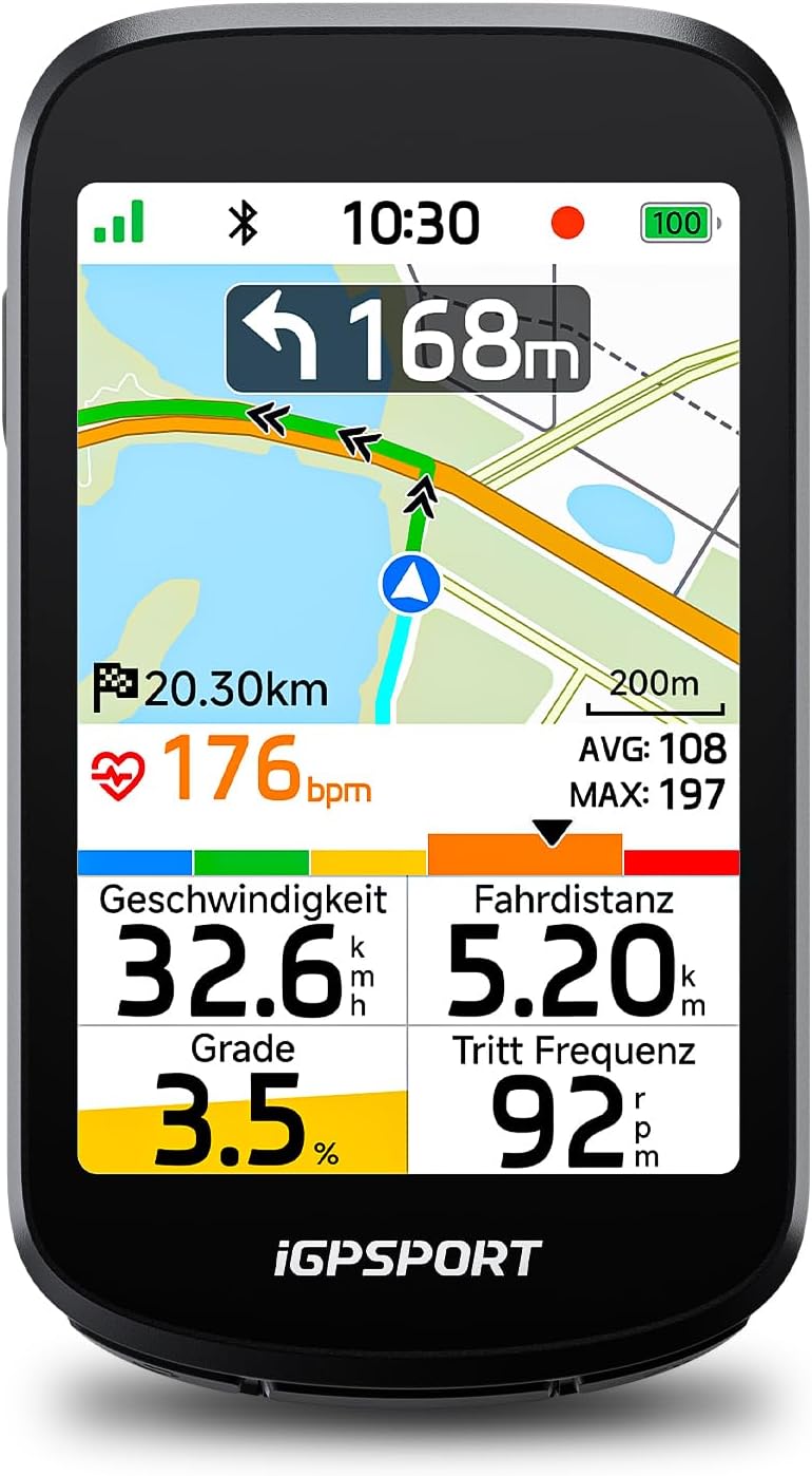 iGPSPORT BSC500 Fahrradcomputer, 3,3-Zoll-Touchscreen, Karten- und Sprachnavigation, E-Bike-Modus, Virtuelles Fahren, ANT+BLE, IPX7