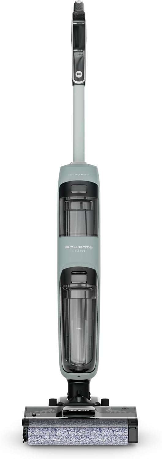 Rowenta X-Clean 2, 2-in-1 Nass-Trockensauger, ECO-/MAX-Modi für makellose Ergebnisse, 1,1 kg leicht, selbstfahrende Walze, Kantenreinigung, 90 Sek. Selbstreinigungszyklus, Eucalyptus, GZ2262E0