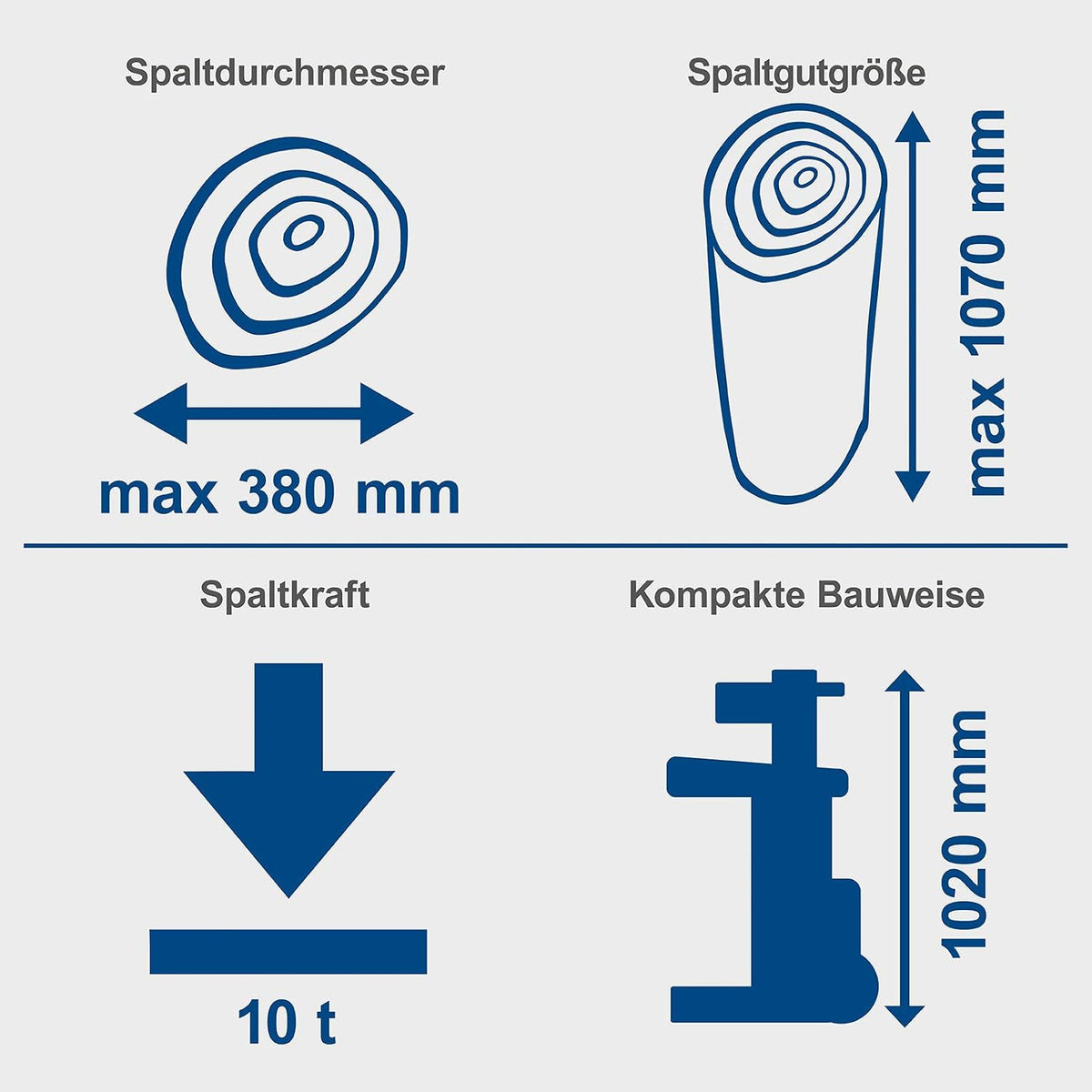 Scheppach Compact 10t Meterholz Holzspalter stehend 230V | 10 Tonnen Spaltkraft | 3500W Leistung | Holzlänge 1070mm / max. Ø 380mm | schwenkbarer Tisch | Hartholz & Weichholz - mit Fahrvorrichtung